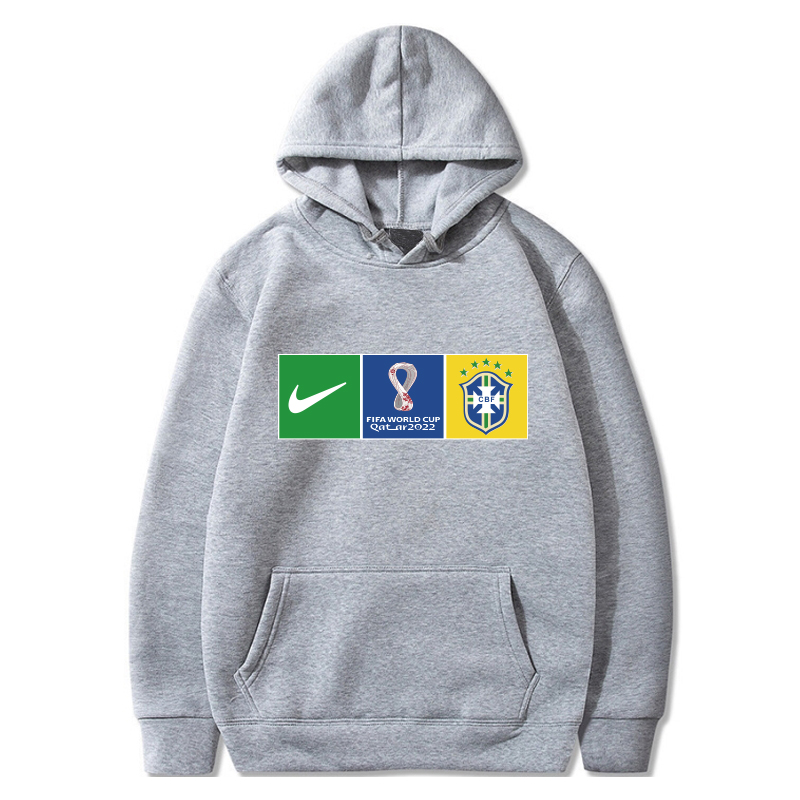 Men's Brazil World Cup Soccer Hoodie Grey